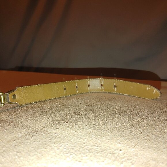 Brown Leather Belt Handcrafted Italian Roco Ornate Brass Buckle Detailing - Picture 10 of 16